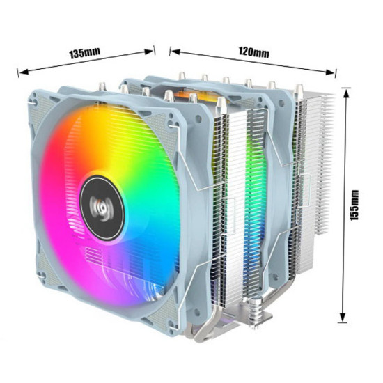 Aigo Fan Prosesor CPU Cooler 6 Heat Pipe ARGB Speed 900-1600rpm ICE600PRO