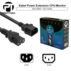 Profftech Kabel Power C14 C15 CPU to Monitor UPS  2M 2 Meter