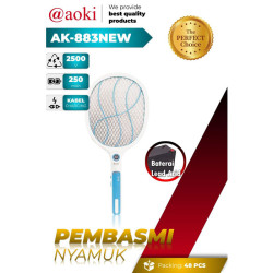Aoki Raket Nyamuk Recharge Kabel Electric Swatter Mosquito AK-883 NEW