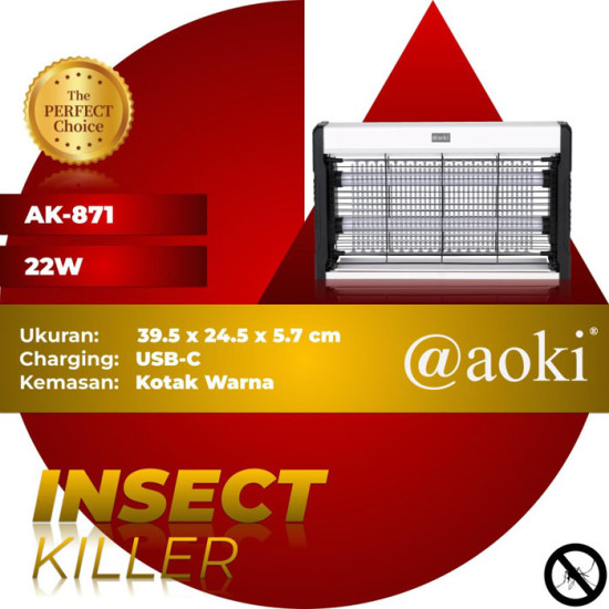 Aoki AK-871 Mosquito Killer Lampu UV Perangkap Nyamuk Bug Zapper 22 Watt