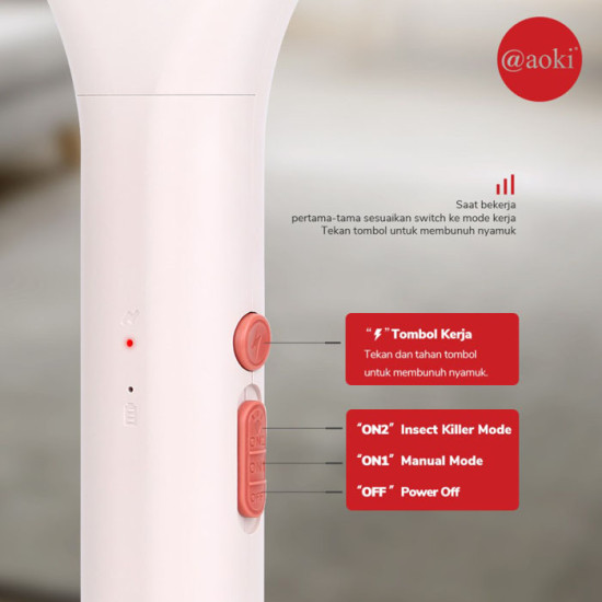 Aoki Raket Nyamuk 2 in 1 Berdiri Gantung Mosquito Insect Killer AK-890S Aoki Raket Nyamuk 2 in 1 Berdiri Gantung Mosquito Insect Killer AK-890S