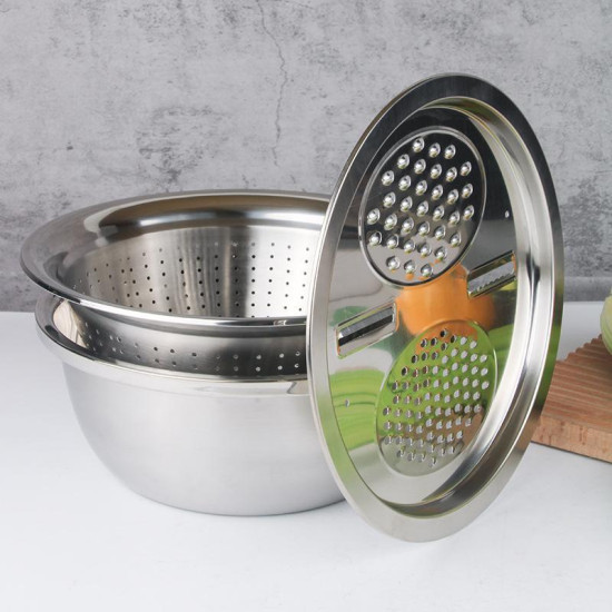 Baskom Stainless 3 in 1 Baskom Parut Tirisan Sayur