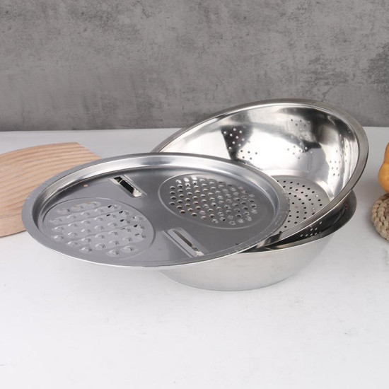 Baskom Stainless 3 in 1 Baskom Parut Tirisan Sayur