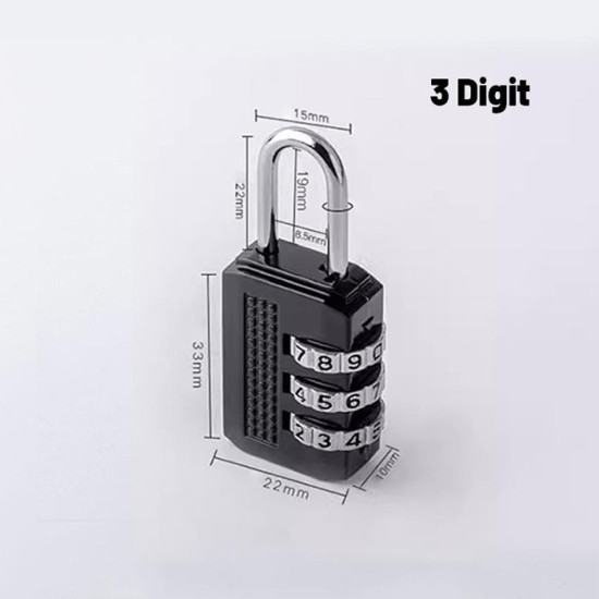 Gembok Koper Pin 3 Digit Stainless Steel