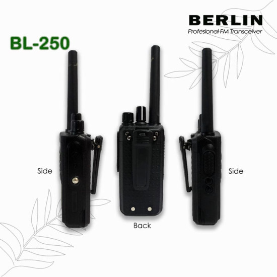 Berlin BL-250 Walkie Talkie HT FM Handheld Transceiver Hidden LCD