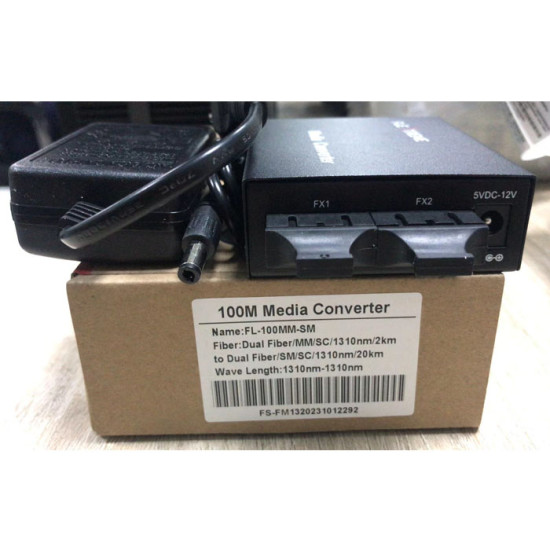 Flextreme FL-100MM-SM Media Converter 100 Mbps Multimode MM 2 km to Singlemode SM 20km