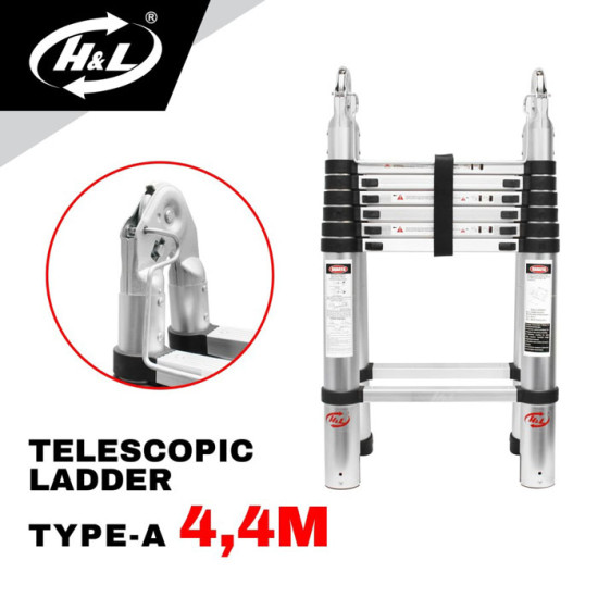 HL Tangga Teleskopik Tipe A 4.4 Meter Telescopic Ladder Lipat Double