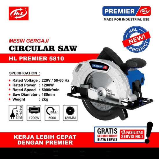 HL Premier 5810 Circular Saw 1200W Mesin Potong Kayu 1200 Watt