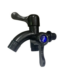 Keran Cabang Dua Warna Hitam Plastik 1/2 Inch Kran Double