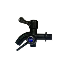 Keran Cabang Dua Warna Hitam Plastik 1/2 Inch Kran Double