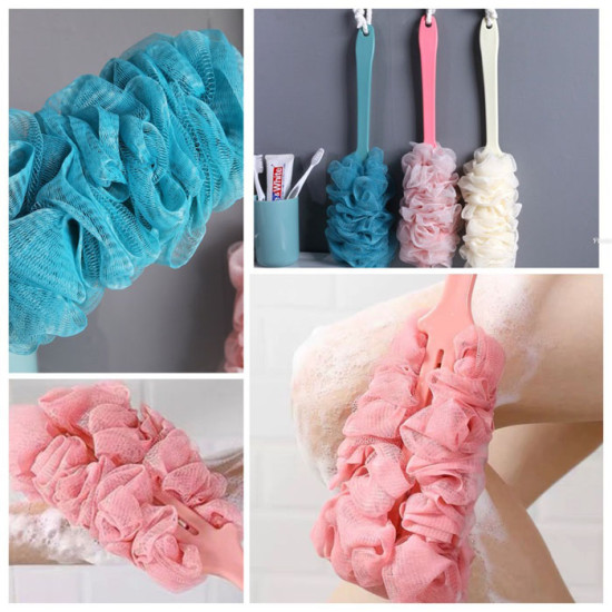 Spons Spon Jaring Gosok Punggung Gagang Panjang Mandi