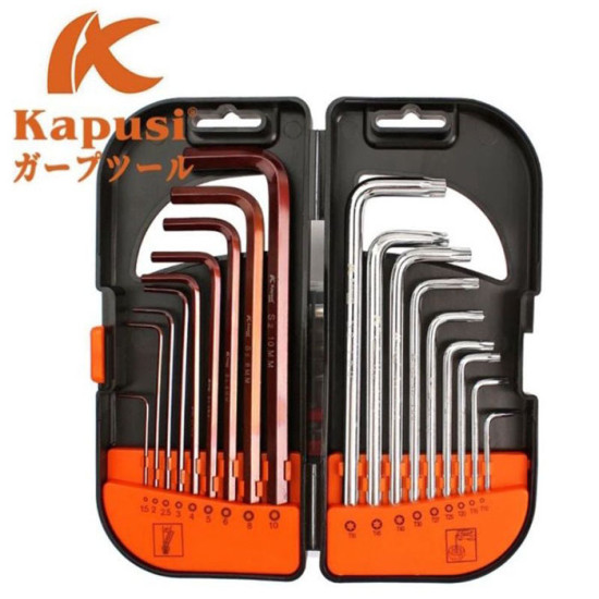 Kapusi Hex Key Set 18 Pcs Kunci L Bintang Hexagonal 18pcs K-0420