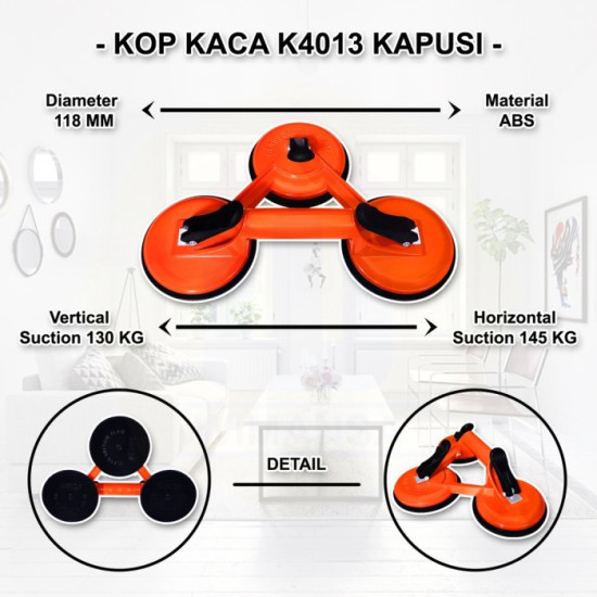 Kapusi Kop Kaca 3 Kaki Glass Suction Cup K-4013