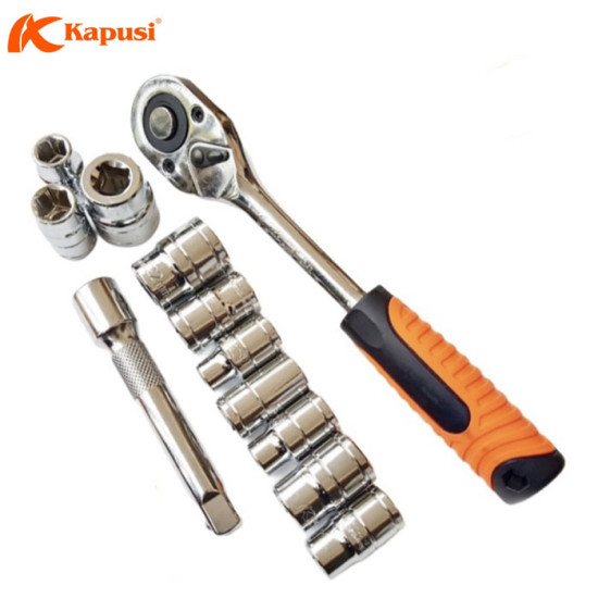 Kapusi K-9811 Socket Set 12 Pcs 0.5 Inch Kunci Sok Shock Chrome Vanadium