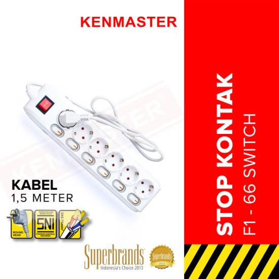 Kenmaster DX604 Stop Kontak 6 Lubang On Off