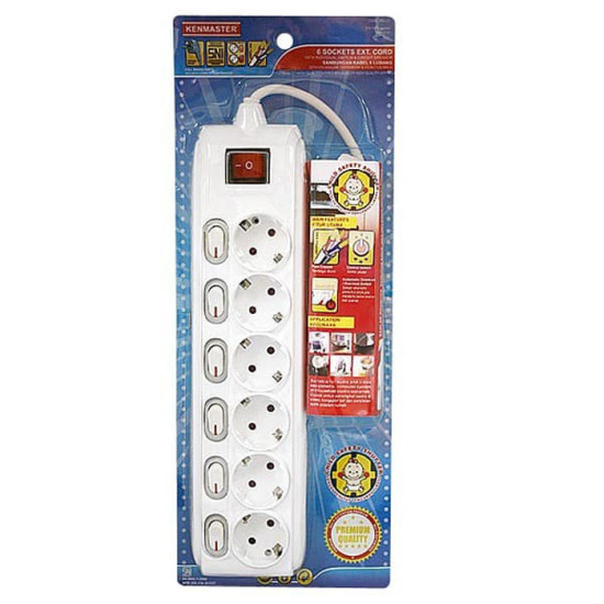 Kenmaster DX604 Stop Kontak 6 Lubang On Off