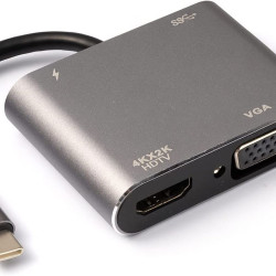 Profftech Converter Type C to HDMI VGA USB 3.0 Power Delivery Adapter 4 in 1 Support 4K Profftech Converter Type C to HDMI VGA USB 3.0 Power Delivery Adapter 4 in 1 Support 4K