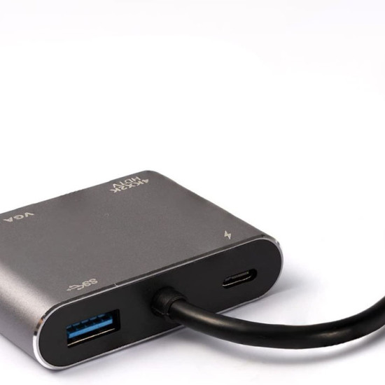 Profftech Converter Type C to HDMI VGA USB 3.0 Power Delivery Adapter 4 in 1 Support 4K