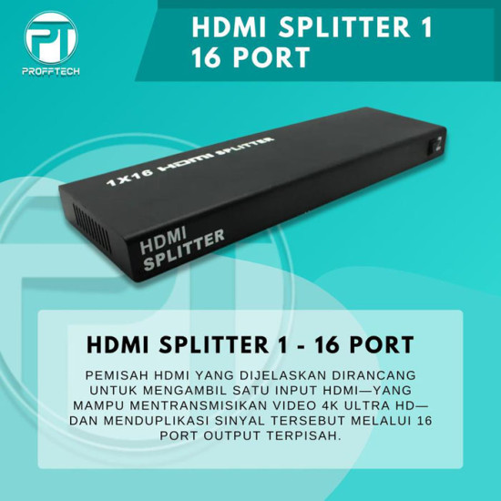 Profftech HDMI Splitter 16 Port 1 In 16 Out 1-16 1 to 16 4K Plug n Play