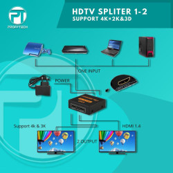 Profftech HDTV Splitter 2 Port 1 In 2 Out 1-2 1 to 2 HDMI 4K
