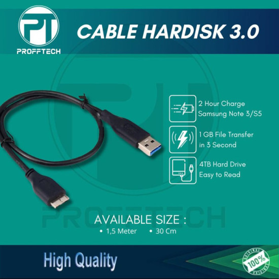 Profftech Kabel USB to Micro B Male to Male 30cm 1.5M Cable Harddisk 3.0 Hardisk Profftech Kabel USB to Micro B Male to Male 30cm 1.5M Cable Harddisk 3.0 Hardisk