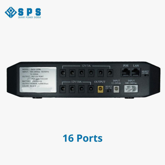 SPS DCK-120 Mini DC UPS 120W 16 Port Input AC 100-240V 12-24V DC 