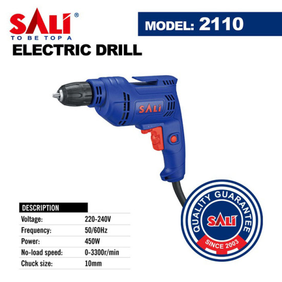 SALI 2110 Electric Drill 10mm Keyless Bor Listrik 450 Watt 450W
