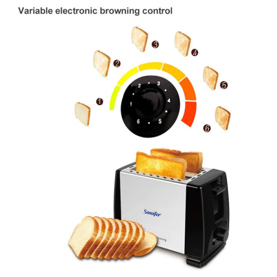 Sonifer SF-6007 2 Slices Toaster Pemanggang Roti Otomatis