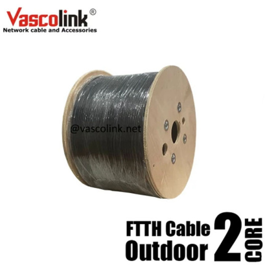 Vascolink Kabel FO FTTH Cable Fiber Optic Outdoor 2 Core 3 Sling Baja LSZH