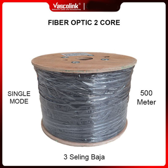 Vascolink Kabel FO FTTH Cable Fiber Optic Outdoor 2 Core 3 Sling Baja LSZH
