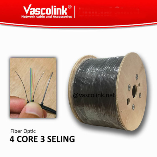 Vascolink Kabel FO FTTH Cable Fiber Optic Outdoor 4 Core 3 Sling Baja LSZH