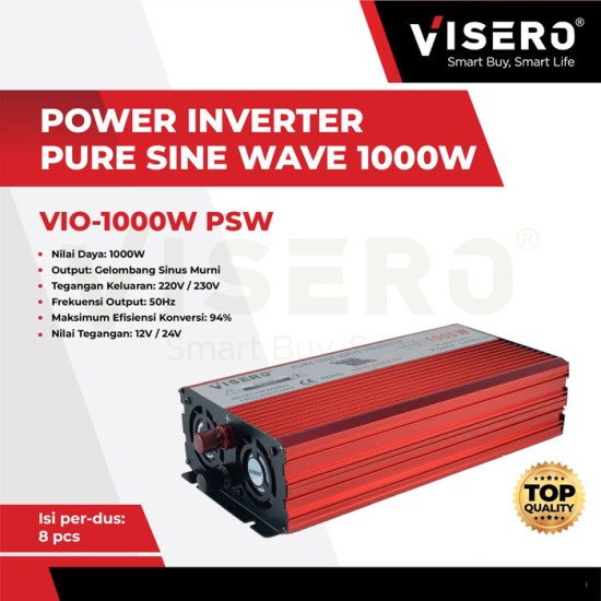 Visero Power Inverter Wave Pure Sine 1000 Watt 12V DC to 220V AC VIO-1000W PSW