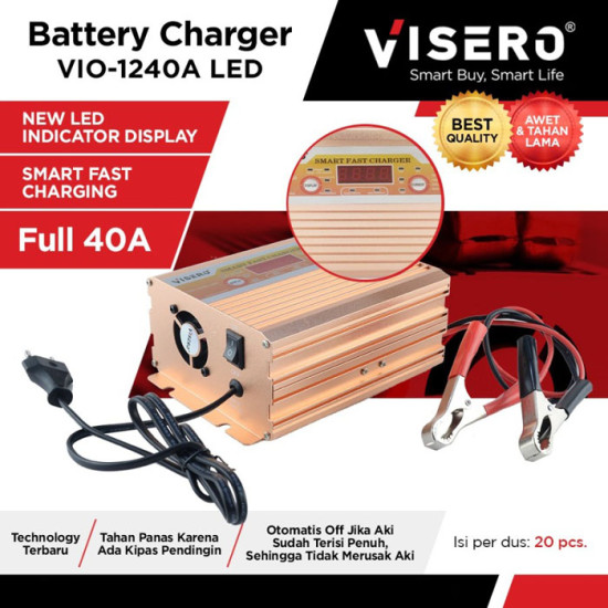 Visero VIO-1240A LED Battery Charger 40A 12V Charge Accu Cas Aki Visero VIO-1240A LED Battery Charger 40A 12V Charge Accu Cas Aki