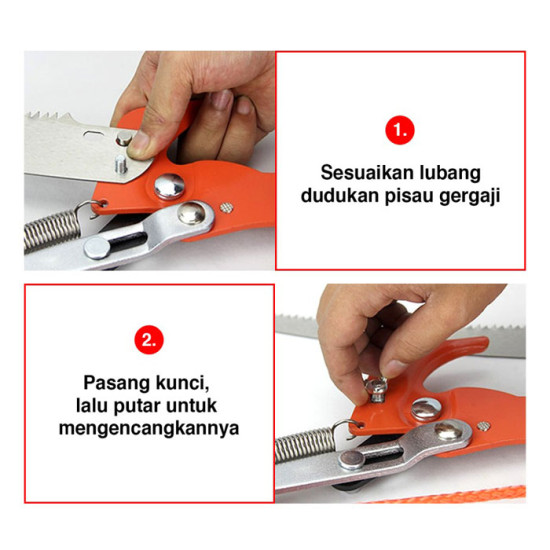 Kenmaster Gunting Dahan Plus Tali Gergaji Ranting Pohon Tinggi Blister