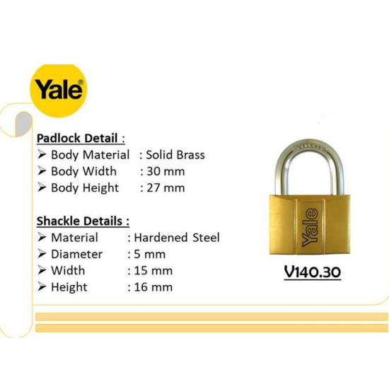 Yale V140-30 Gembok 30mm Padlock 30 mm