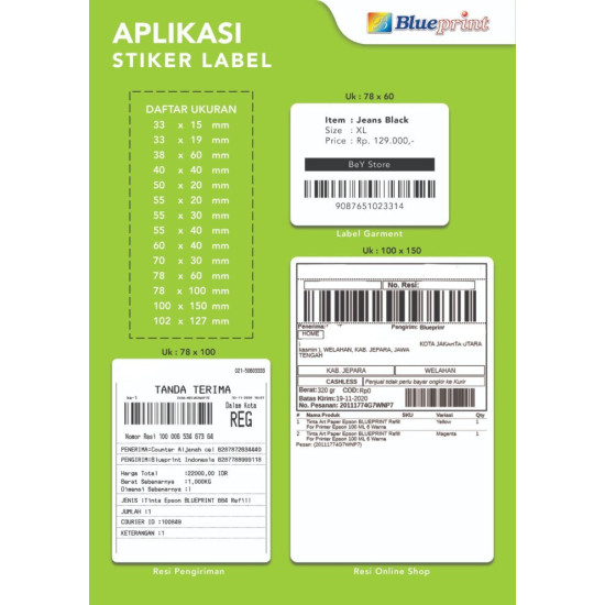 Blueprint Direct Thermal Sticker Label Stiker Barcode 50x30 mm 1 Line 1000 pcs Blueprint Direct Thermal Sticker Label Stiker Barcode 50x30 mm 1 Line 1000 pcs