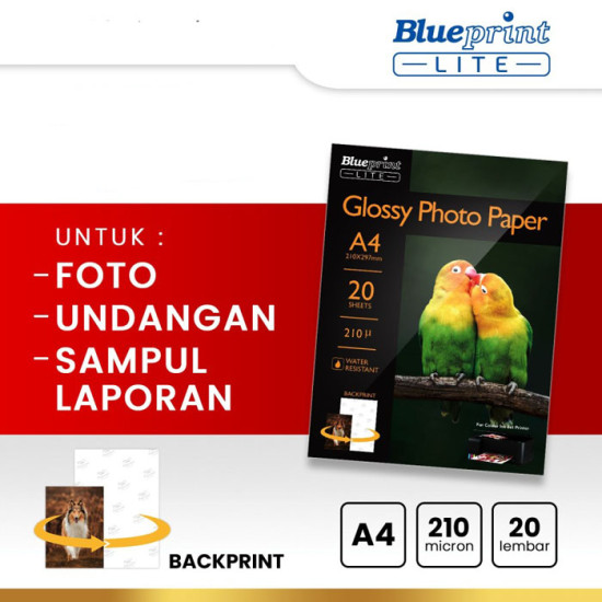 Blueprint Lite Glossy Photo Paper A4 210gsm Kertas Foto Ekonomis 20 Lembar Blueprint Lite Glossy Photo Paper A4 210gsm Kertas Foto Ekonomis 20 Lembar