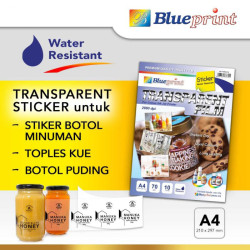 Blueprint Transparent Film Sticker A4 Ukuran 70 Mikron BP-TSWA470