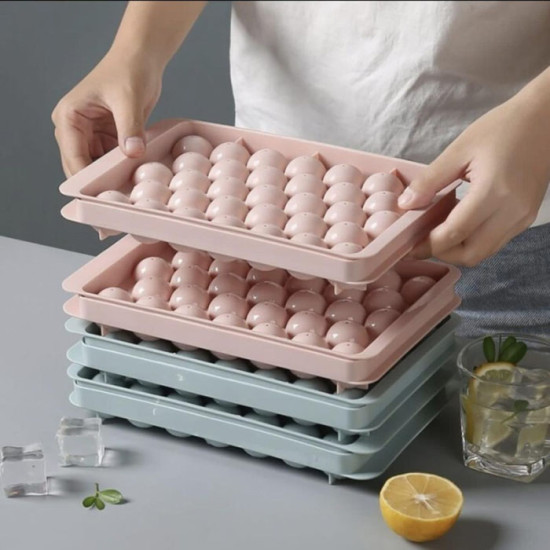 Tempat Cetakan Es 33 Lubang Bulat PP Plastik Ice Cube Tray