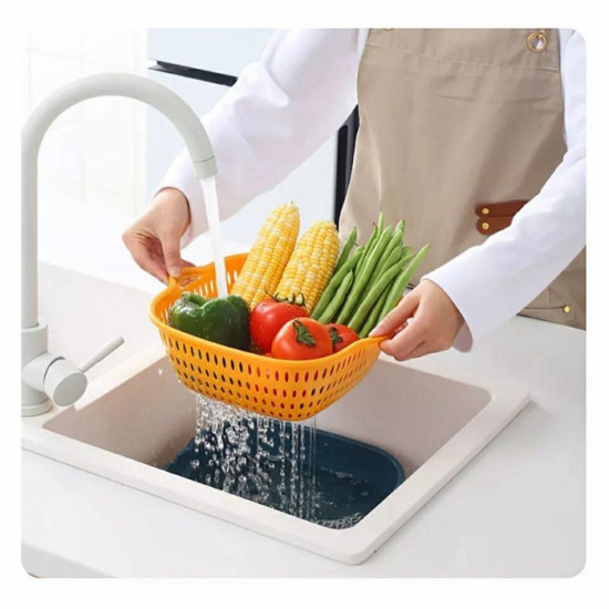 Keranjang Baskom Double Layer Wadah Cuci Sayur Buah Plastik Keranjang Baskom Double Layer Wadah Cuci Sayur Buah Plastik