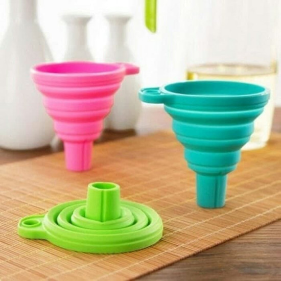 Corong Bulat Lipat Silikon Karet Collapsible Mini Funnel