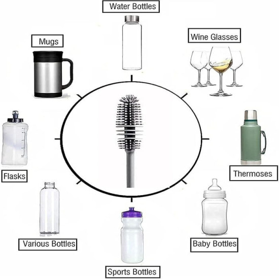Sikat Pembersih Botol Gelas Silikon Gagang Panjang