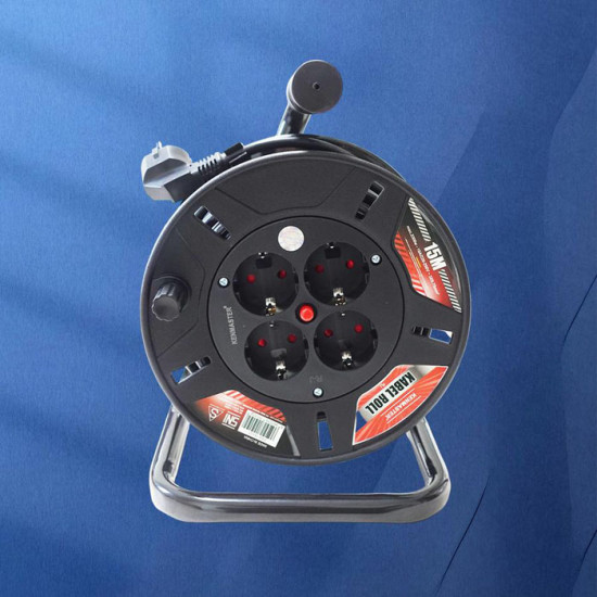 Kenmaster Kabel Roll 15 Meter 3 x 0.75 mm - Kabel Rol 4 Lubang