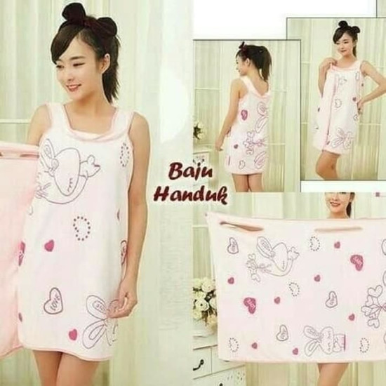 Baju Handuk Motif Wearable Bath Towel