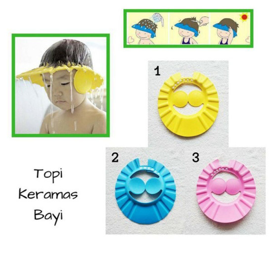 Topi Keramas - Topi Pelindung Mata Anak Saat Keramas dengan kancing