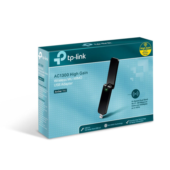 TP-LINK Archer T4U : AC1300 Wireless Dual Band USB Adapter High Speed TP-LINK Archer T4U : AC1300 Wireless Dual Band USB Adapter High Speed