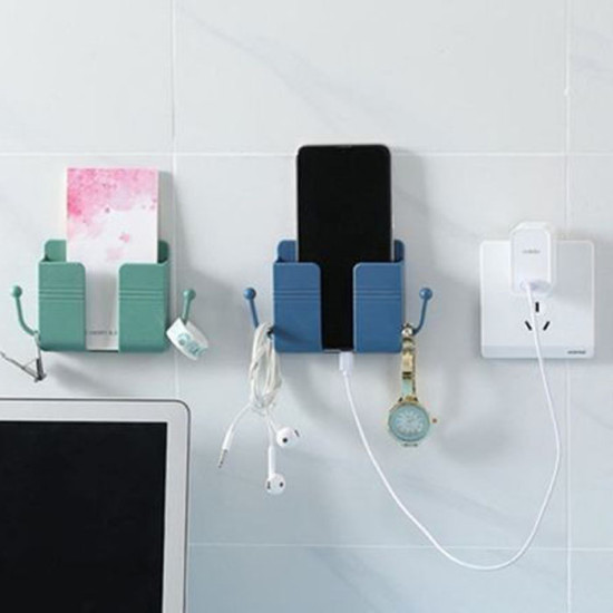 Rak Gantungan HP Tempel Tembok 2 Rak 2 Kait Holder
