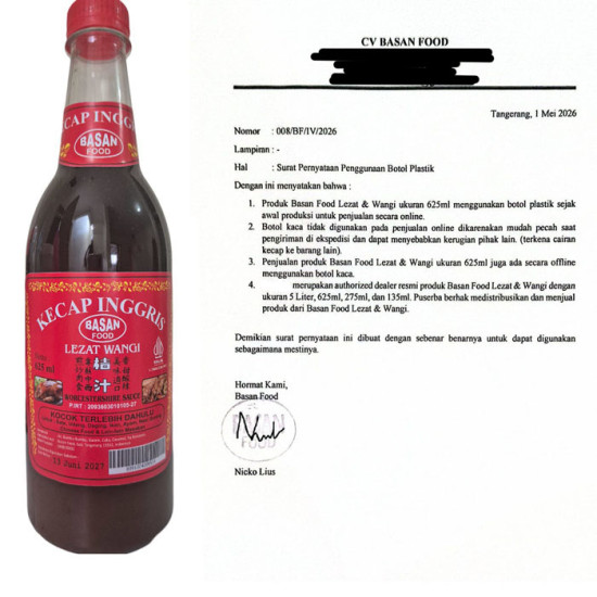 Basan Food Kecap Inggris Botol Plastik Besar 625ml