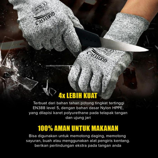 Guntero HT-1709 Sarung Tangan Anti Pisau Hand Gloves Cut Resistant HT1709