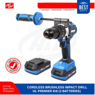 HL Premier 818 Mesin Bor Nirkabel 2 Baterai Cordless Brushless Impact Drill 2 Battery